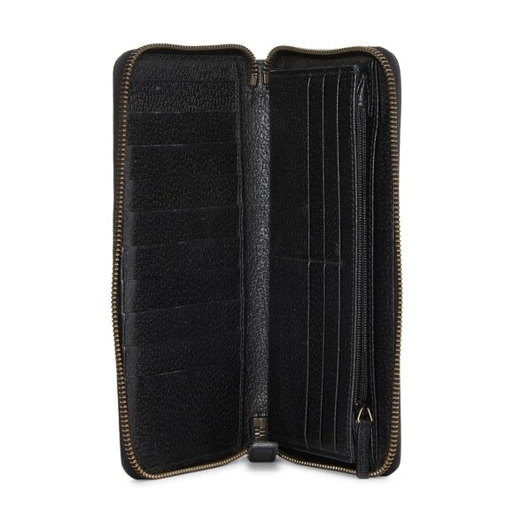 Gucci Black Leather Large Long Wallet Zip Around Gold Oro Bee Star Italy NEW - Picture 16 of 16